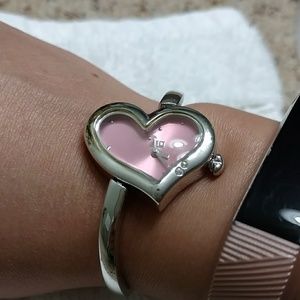 J Lo Stainless Steel Heart Watch